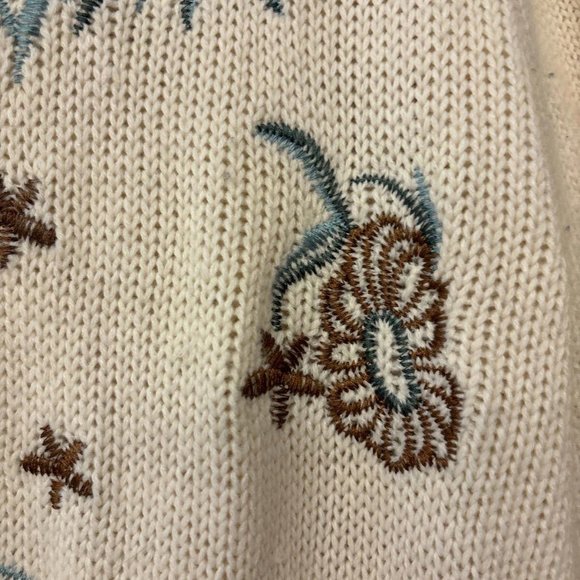 WOMEN'S ALLY OOPS FLOWER PULLOVER SWEATER ~ SMALL. Oversized Beachcore - Picture 6 of 11